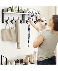 Yigii Wall Coat Rack with Shelf, 4-in-1 Organizer for Coats, Keys, Mail, Decor
