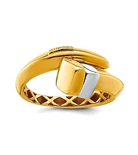 Curata Jewelry Solid 18k Two-tone Gold Adjustable Polished Square Buckle Ring