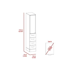 Rainsken Linen Cabinet, 68" H Bathroom Storage Cabinet with 3 Shelves, 4 Drawers and Metal Handles for Home