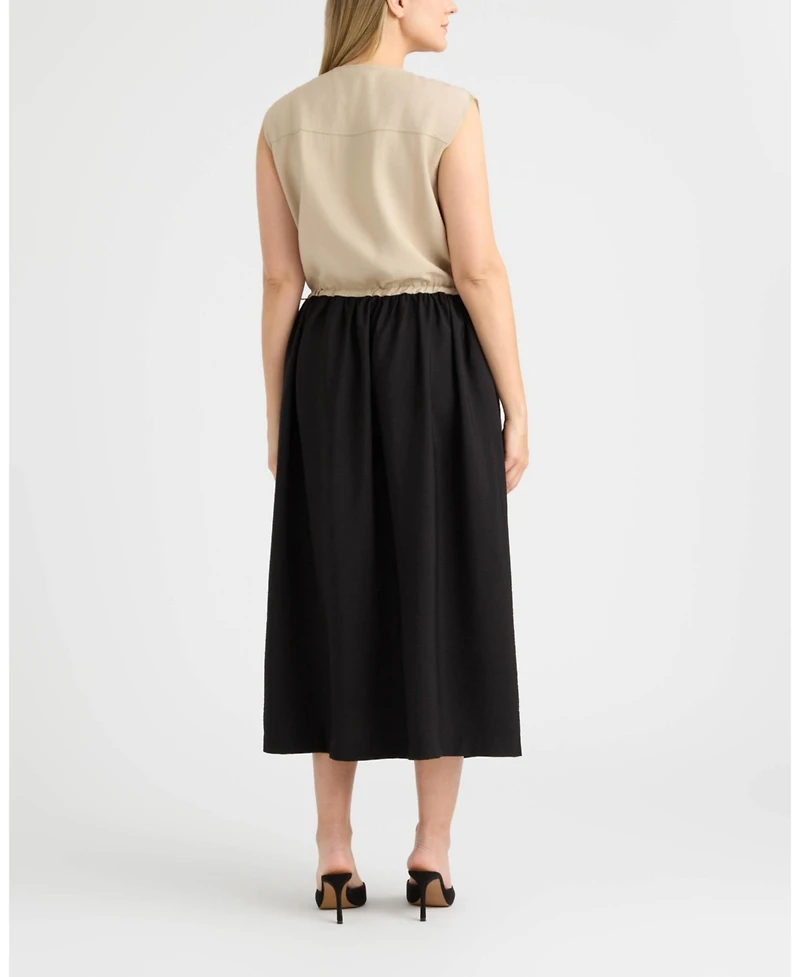 Ellen Tracy Women's Color Block Zip Front Dress