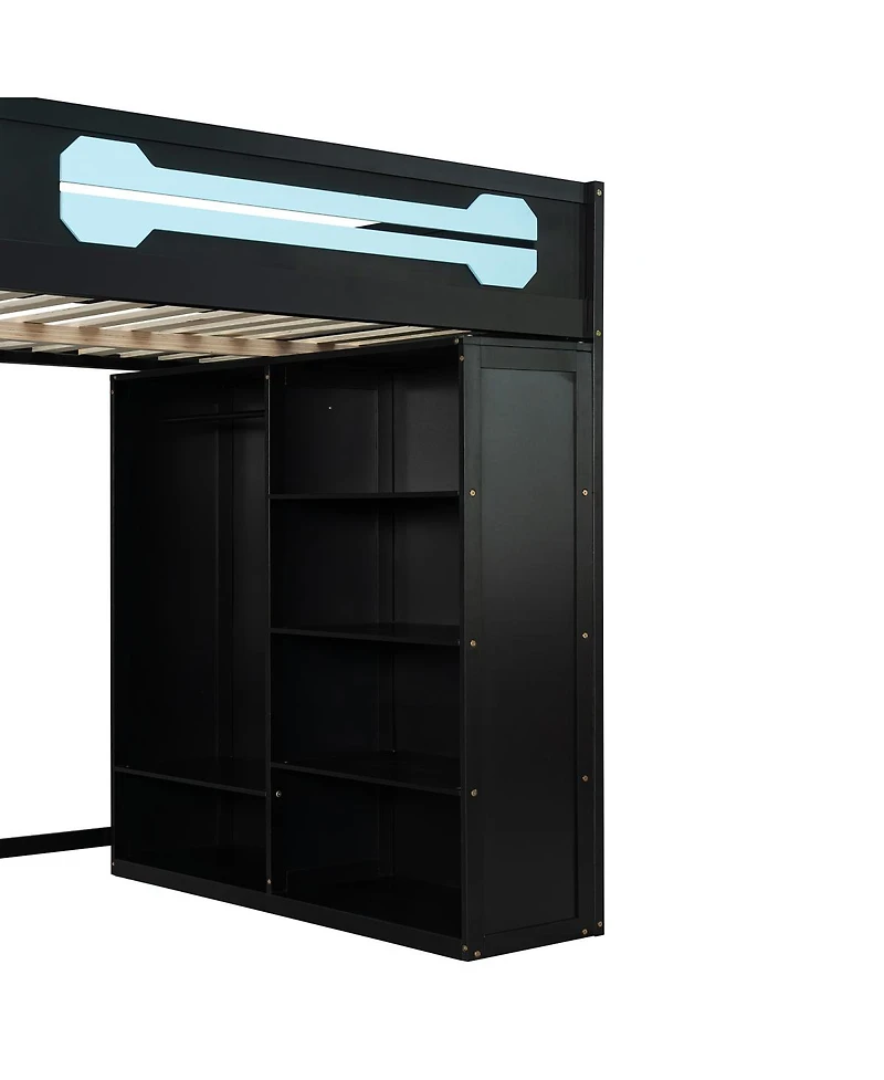Streamdale Furniture Streamdale Full Size Wood Loft Bed with Desk