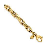 Curata Jewelry Solid 18k Yellow Gold 7.5 Inch Italian 6.3mm Textured and Polished Woven Links Bracelet Link Bracelet