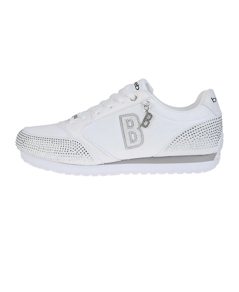 bebe Women's Sneaker with Embellised Upper and Dangle Charm