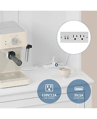 gaomon Kitchen Pantry Storage Cabinet with Outlet,with Microwave Shelf & 4 Hooks, Door Shelves & Drawer
