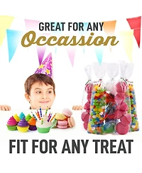 Zulay Kitchen 3 x 11 Inches Clear Cellophane Candy Bags With Ties - 200 Piece
