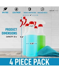 Zulay Kitchen Leakproof Cleaning Spray Bottle Set (4 Pack 32oz)