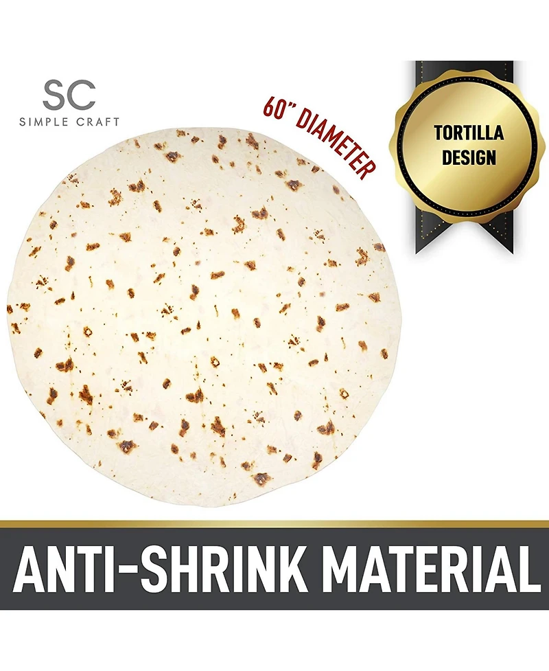 Zulay Kitchen Tortilla Giant Tortilla Throw Blanket for Adults and Kids 60 inch