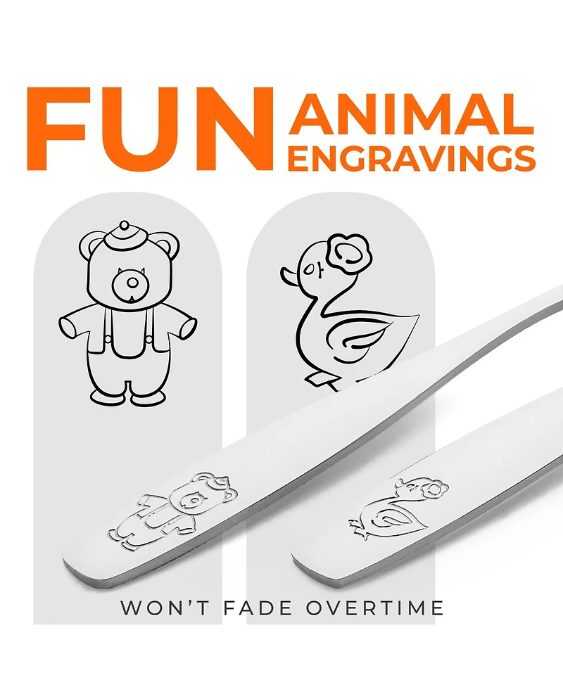 Zulay Kitchen 4 Pieces Toddler Utensils - Kids Stainless Silverware Set