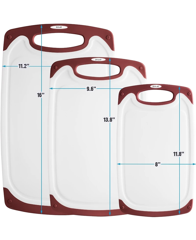 3 Piece Set Non Slip Kitchen Cutting Board With Juice Groove