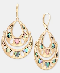 lonna & lilly Abalone Cutout Layered Drop Earrings
