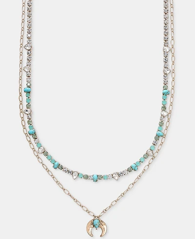 lonna & lilly Mixed Stone Layered Pendant Necklace, 16" + 3" extender