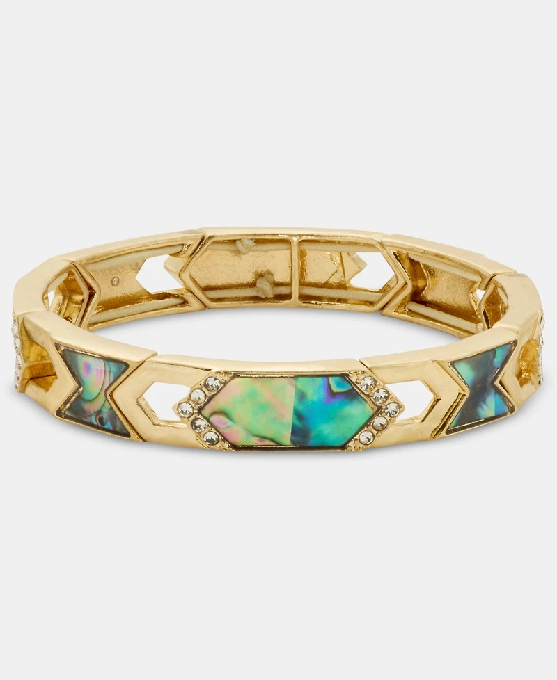 lonna & lilly Pave & Abalone Cutout Stretch Bracelet