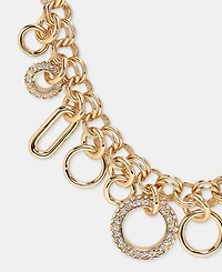 Dkny Crystal Logo Charm 16" Statement Necklace