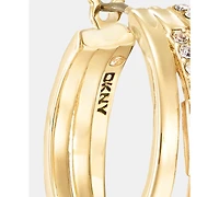 Dkny Gold-Tone Crystal Three-Row Pave Split Hoop Earrings