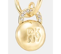 Dkny Crystal Logo Pave Drop Hoop Earrings