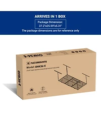 Fleximounts Ohk Series Ceiling Mounted Overhead Garage Storage Rack, White — 36" X 72"
