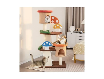 Aostirmotor 4-in-1 Cat Tree with 2 Condos & Platforms for Indoor Cats