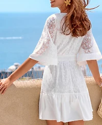 Cupshe Women's Divine Rose White Mini Beach Dress