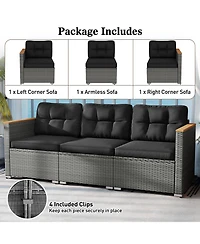 Gymax 3-Seat Patio Pe Rattan Wicker Couch Sofa w/ Deep Seating & Cushion for Porch Outdoor