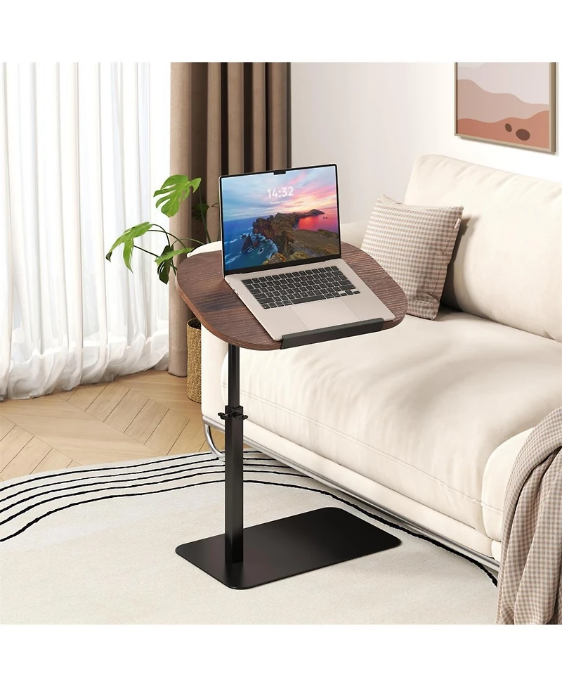 gaomon C Shaped End Table for Couch,Height Adjustable Side Table, Adjustable Armrest Tv Tray, Swivel Side Tables Sofa Trays for Bathroom