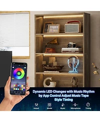 Tribesigns 70.8" Tall Bookcase and Bookshelf with Led Lights, Free-Standing Library 5-Tier Storage Shelves