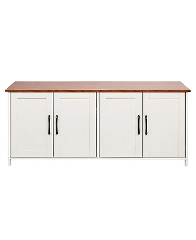 Aostirmotor 47.2" Hidden Litter Box Cabinet with 4 Doors & 2 Entries