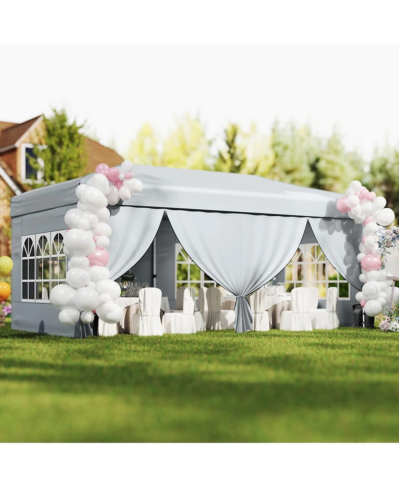 Mecaleft Pop-Up Canopy Tent with 6 Sidewalls, Instant Setup