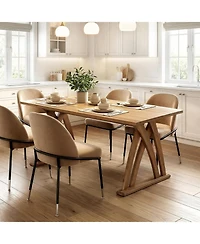 Tribesigns 63 Inches Solid Wood Dining Table for 4-6 People,Rectangular Kitchen Table
