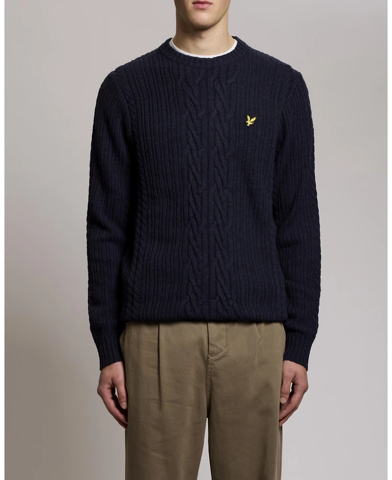 Lyle & Scott Men's Ribbed Cable Knit Long Sleeve Sweater