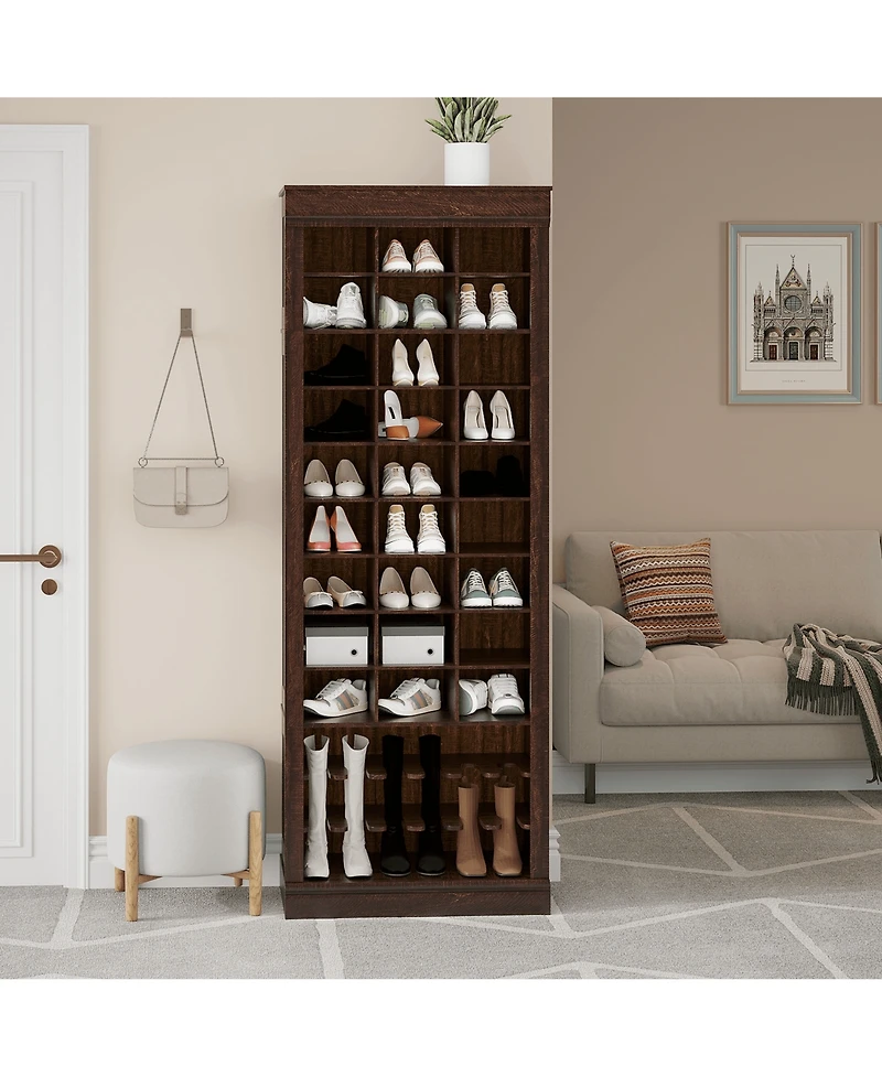 gaomon Shoe Storage Cabinet with 27 Cubbies and Tall Boot Racks,Tall Shoe Rack Organizer Cabinet