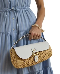 Lauren Ralph Lauren Straw-Leather Small Tasha East-West Shoulder Bag