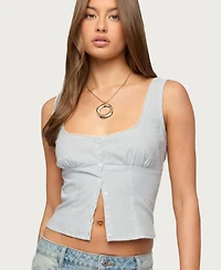 Edikted Women's Katiya Pinstripe Button Up Top