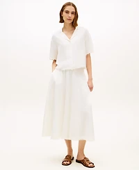 Tommy Hilfiger Women's Frayed Collared Short-Sleeve Shirt