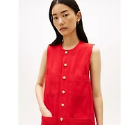 Tommy Hilfiger Women's Color Denim Sleeveless Crewneck Mini Dress