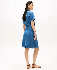 Tommy Hilfiger Women's Short-Sleeve Belted Denim Dress