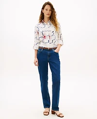 Tommy Hilfiger Women's Long-Sleeve Collared Printed Shirt