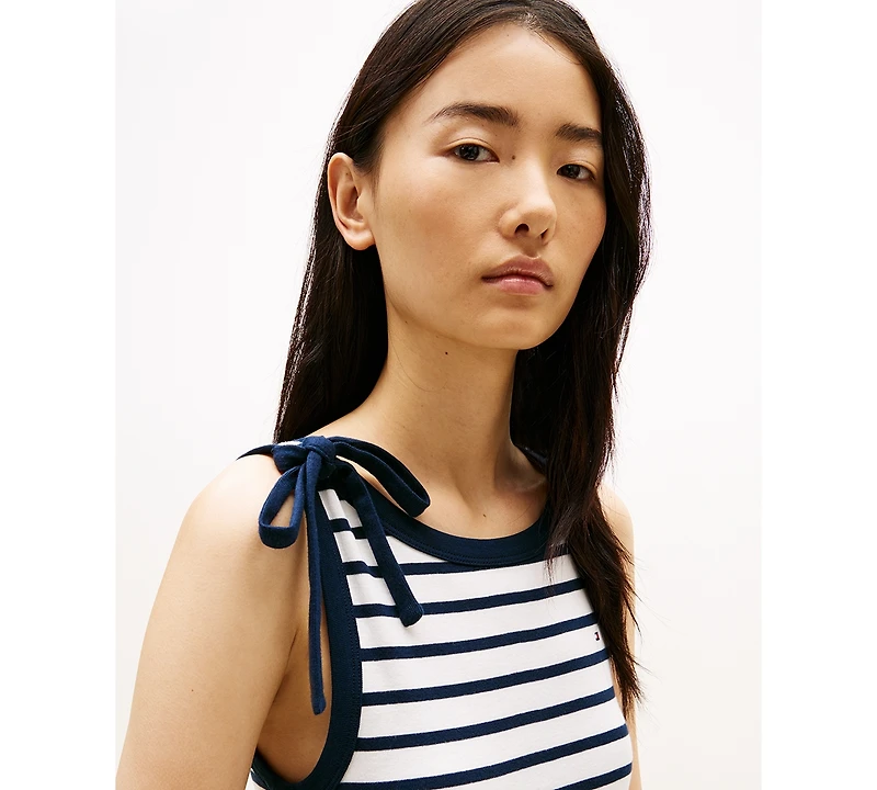 Tommy Hilfiger Women's Ribbed Bow Sleeveless Dress