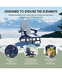 WestinTrends Folding Adjustable Adirondack Chair with Retractable Ottoman and Cup Holder