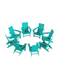 WestinTrends 8-Piece Modern Poly Folding Adirondack Chair Set