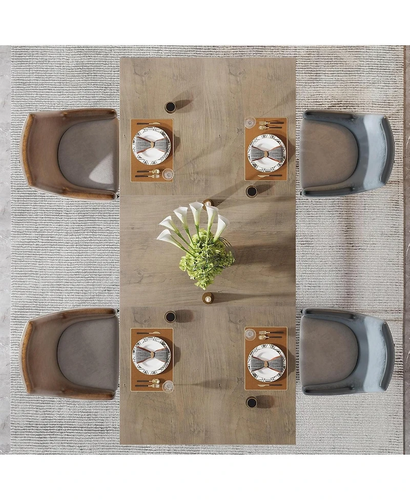 Tribesigns 63-Inch Rectangular Dining Table for 4 to 6, Modern Kitchen Tables with Stylish Metal Trestle Legs