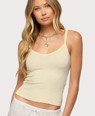 Edikted Womens Aspyn V Neck Ribbed Tank Top