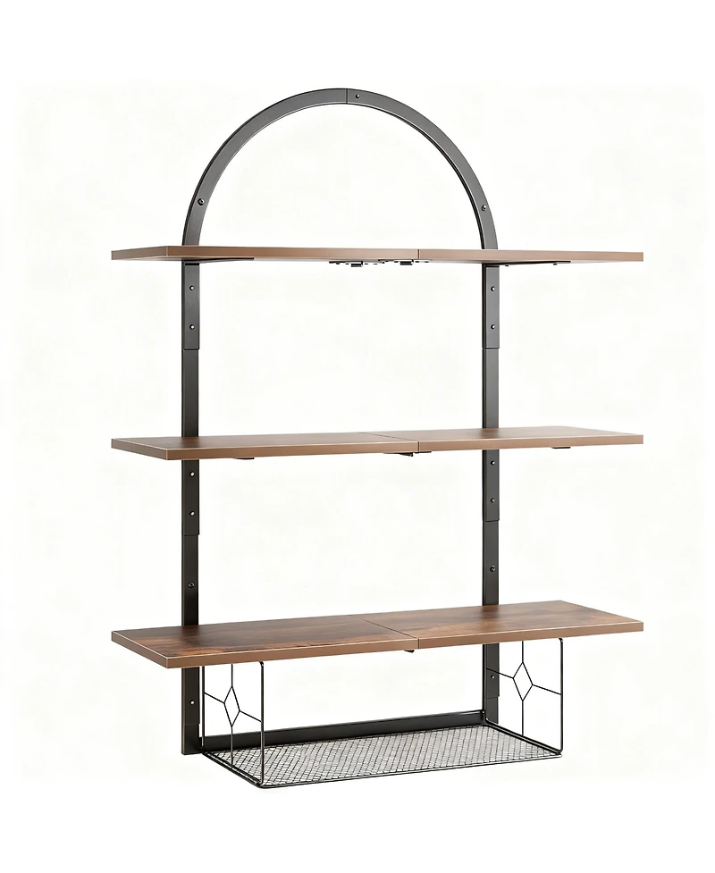 Yigii 3-Tier Floating Shelves with Basket for Bathroom, Living Room, Bedroom