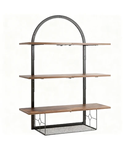 Yigii 3-Tier Floating Shelves with Basket for Bathroom, Living Room, Bedroom