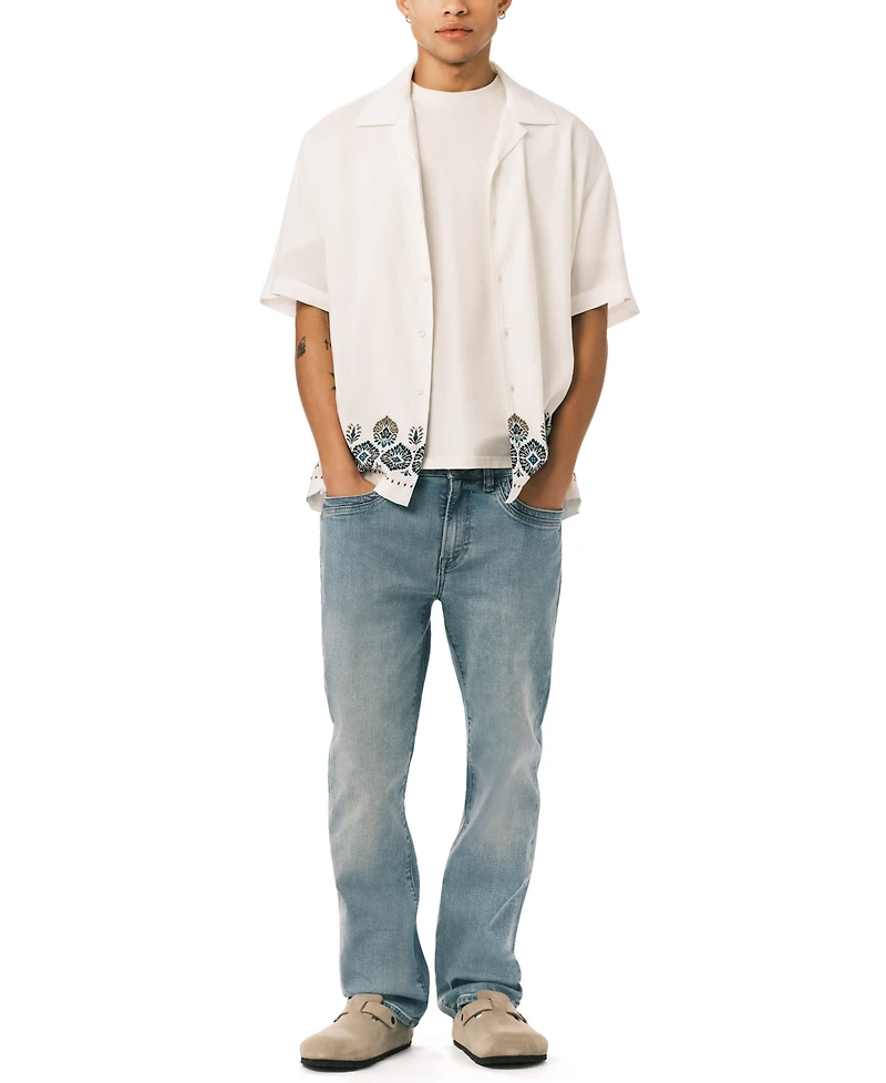 Buffalo David Bitton Men's Embroidered Border Print Camp Shirt