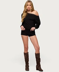 Edikted Women's Paola Off Shoulder Stud Top