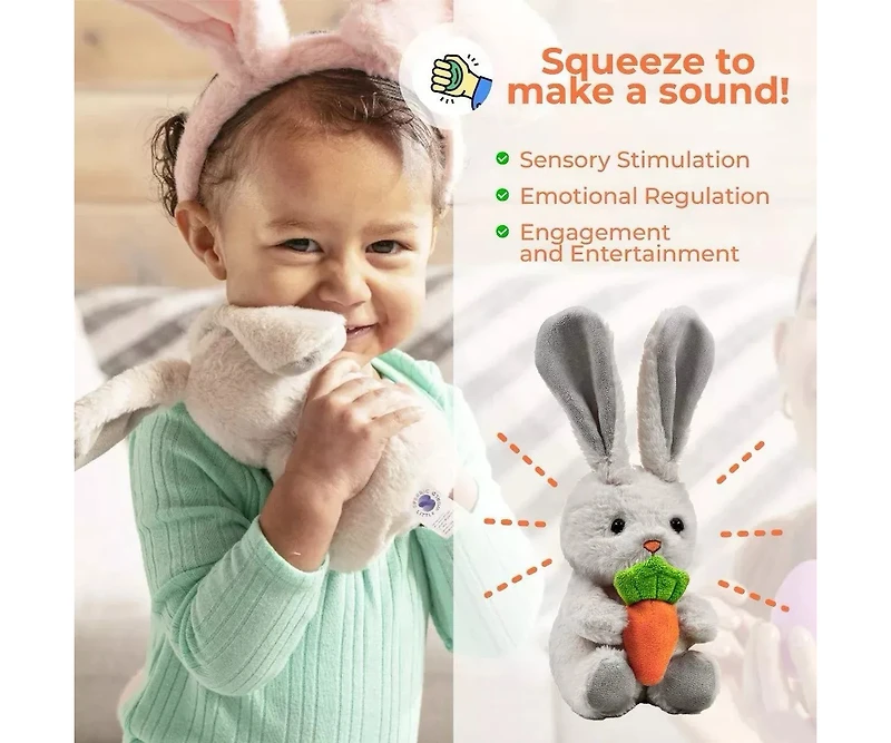 Sperric Easter Plush Bunny with Carrot & Easter Egg Plush Basket Toy Set, Cute Easter Stuffed Animals, Easter Basket Stuffer Toys for Newborns