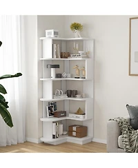 Rainsken 5-Tier Corner Bookshelf