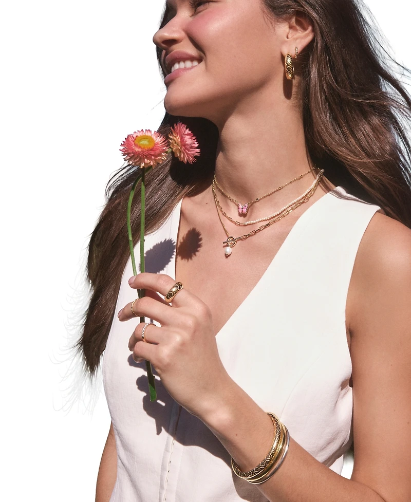 Kendra Scott Freshwater Cultured Pearl in 14k Gold Over Brass Markie Half Chain Necklace