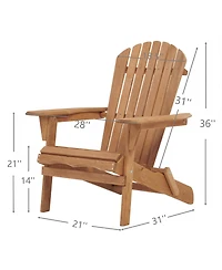 Clihome Outdoor Wooden Folding Adirondack Chair Set of 2 with BackRest, Wood Patio Chair for Garden Backyard
