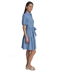 Calvin Klein Women's Puff-Sleeve Collared Shirtdress